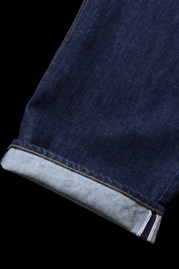 THE DENIM STRETCH SELVEDGE DENIM LOOSE FLARE PANTS “ONEWASH.INDIGO”
