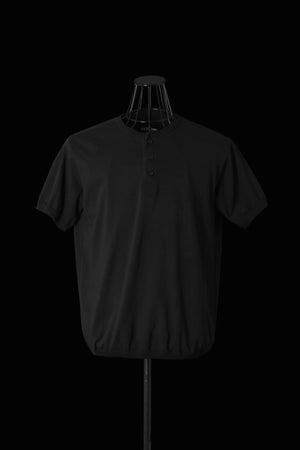 ORGANIC COTTON 30/1 SINGLE JERSEY HENLEY NECK TEE S/S