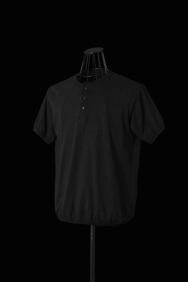 ORGANIC COTTON 30/1 SINGLE JERSEY HENLEY NECK TEE S/S