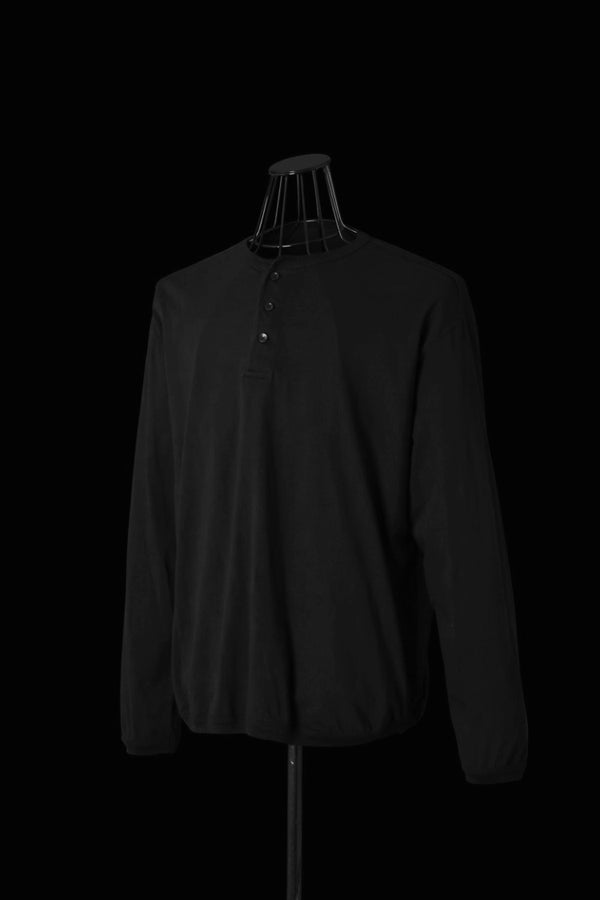 ORGANIC COTTON 30/1 SINGLE JERSEY HENLEY NECK TEE L/S