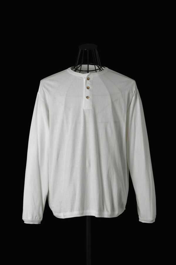 ORGANIC COTTON 30/1 SINGLE JERSEY HENLEY NECK TEE L/S