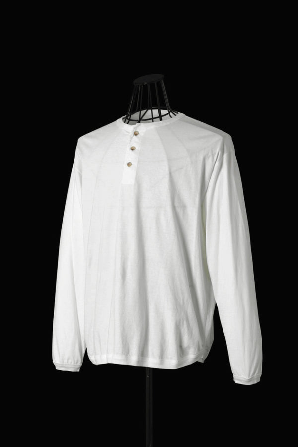 ORGANIC COTTON 30/1 SINGLE JERSEY HENLEY NECK TEE L/S