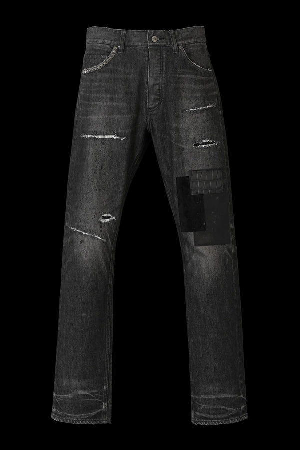 xx KOSUKE MATSUI THE DENIM STRETCH SELVEDGE DENIM STRAIGHT PANTS "DARK.BLACK"