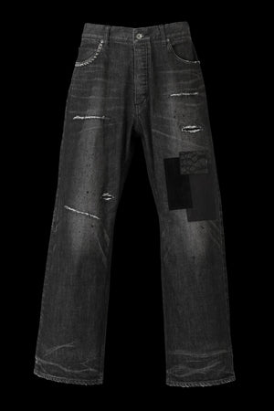 xx KOSUKE MATSUI THE DENIM STRETCH SELVEDGE DENIM LOOSE FLARE PANTS "DARK.BLACK”