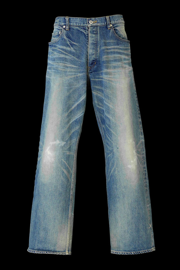 THE DENIM STRETCH SELVEDGE DENIM LOOSE FLARE PANTS “LIGHT.INDIGO”