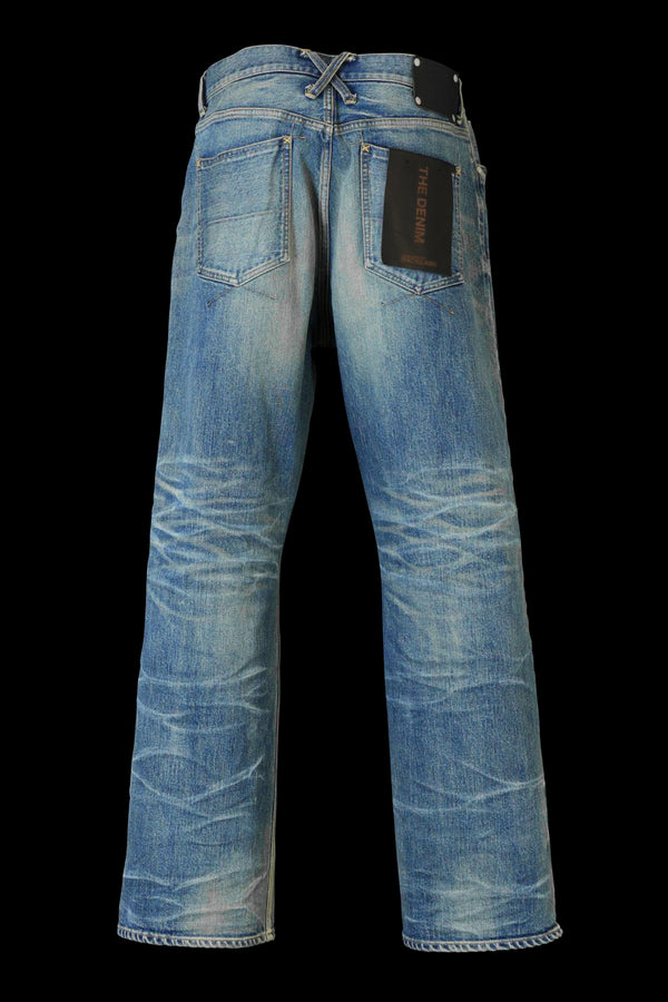 THE DENIM STRETCH SELVEDGE DENIM LOOSE FLARE PANTS “LIGHT.INDIGO”