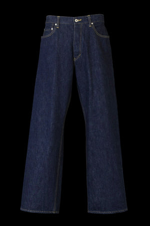 THE DENIM STRETCH SELVEDGE DENIM LOOSE FLARE PANTS “ONEWASH.INDIGO”
