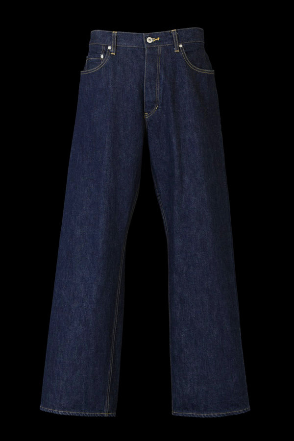 THE DENIM STRETCH SELVEDGE DENIM LOOSE FLARE PANTS “ONEWASH.INDIGO”