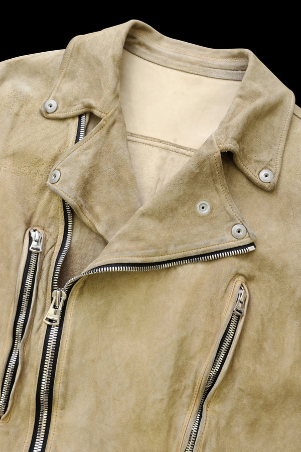 JAPAN CALF SUEDE WET WHITE “GARMENT-DYED” DOUBLE RIDERS