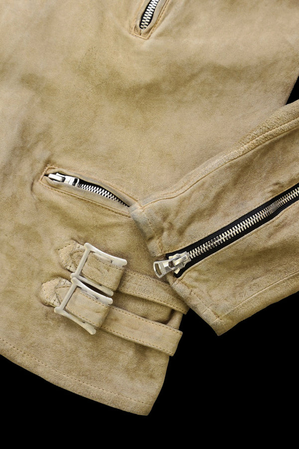 JAPAN CALF SUEDE WET WHITE “GARMENT-DYED” DOUBLE RIDERS