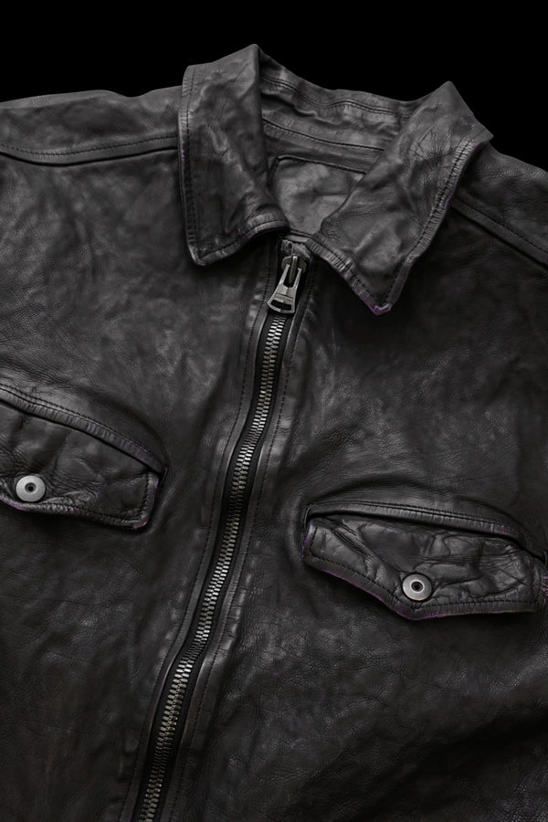 JAPAN CALF NATURAL DYED “GARMENT-WASH” SINGLE COLLAR RIDERS