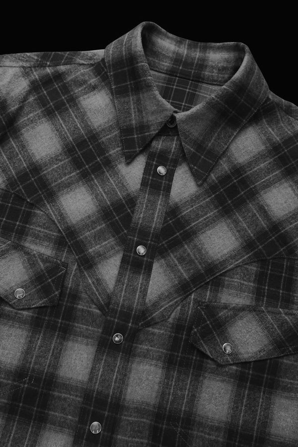 SOFT BRUSHED COTTON SHAGGY OMBRE CHECK WESTERN SHIRT