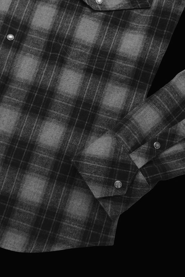 SOFT BRUSHED COTTON SHAGGY OMBRE CHECK WESTERN SHIRT