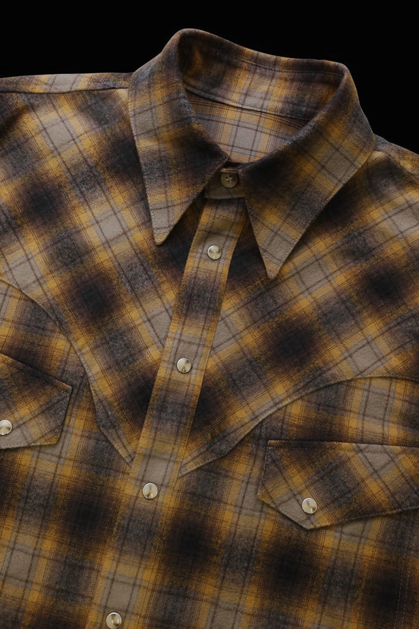 SOFT BRUSHED COTTON SHAGGY OMBRE CHECK WESTERN SHIRT