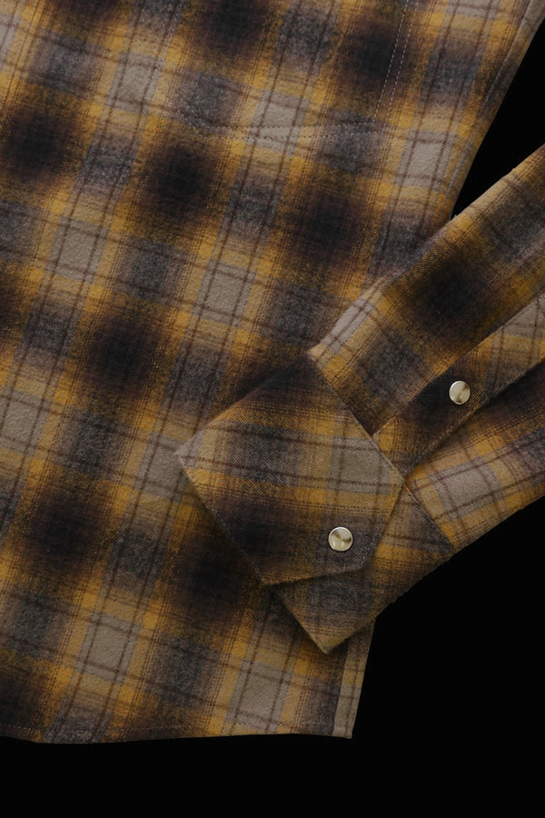 SOFT BRUSHED COTTON SHAGGY OMBRE CHECK WESTERN SHIRT