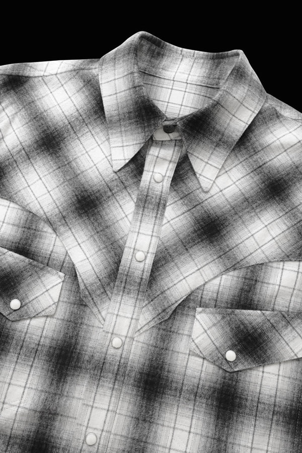 SOFT BRUSHED COTTON SHAGGY OMBRE CHECK WESTERN SHIRT