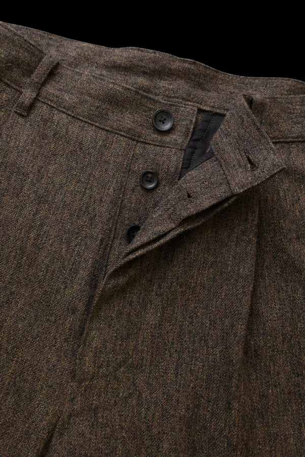 WOOL-COTTON MILITARY SERGE TAPERED PANTS