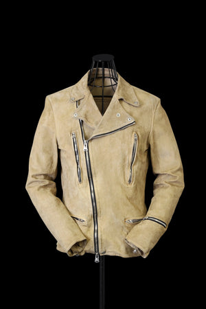 JAPAN CALF SUEDE WET WHITE “GARMENT-DYED” DOUBLE RIDERS