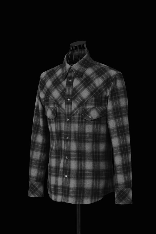 SOFT BRUSHED COTTON SHAGGY OMBRE CHECK WESTERN SHIRT