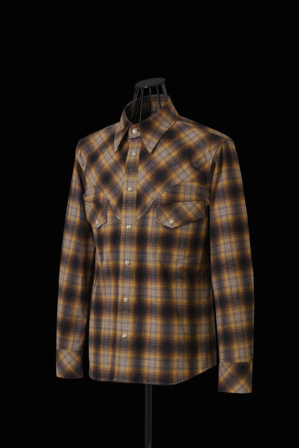 SOFT BRUSHED COTTON SHAGGY OMBRE CHECK WESTERN SHIRT