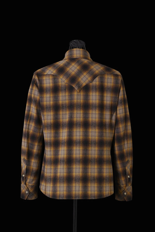 SOFT BRUSHED COTTON SHAGGY OMBRE CHECK WESTERN SHIRT