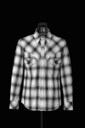 SOFT BRUSHED COTTON SHAGGY OMBRE CHECK WESTERN SHIRT