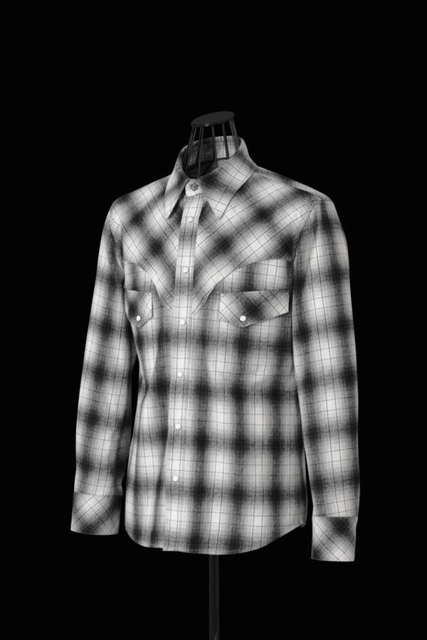 SOFT BRUSHED COTTON SHAGGY OMBRE CHECK WESTERN SHIRT