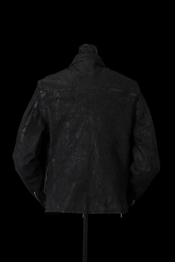 VEGETABLE-TANNED GOAT OILED NUBUCK “GARMENT-DYED” SINGLE COLLAR BLOUSON