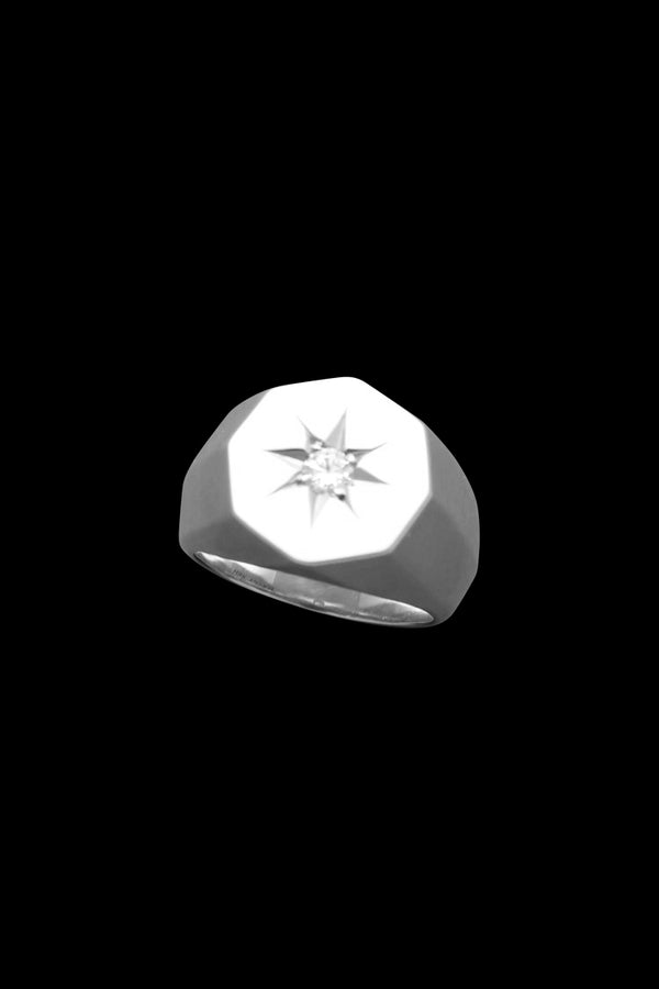 SILVER925+ZIRCONIA OCTAGON RING